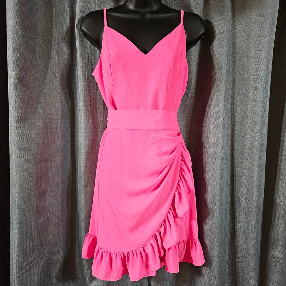 Lilly Pulitzer Alise Pink Ruffle Wrap Dress Size 2 Sleeveless V-Neck Mini Sash